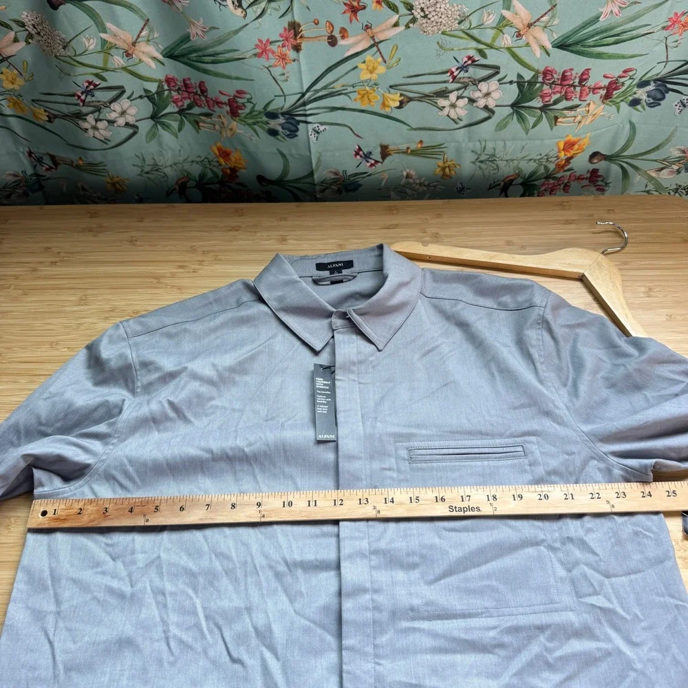 Alfani Mens Clean One Pocket‎ Heathered Shirt Jacket Casual Grey L 100185384MN